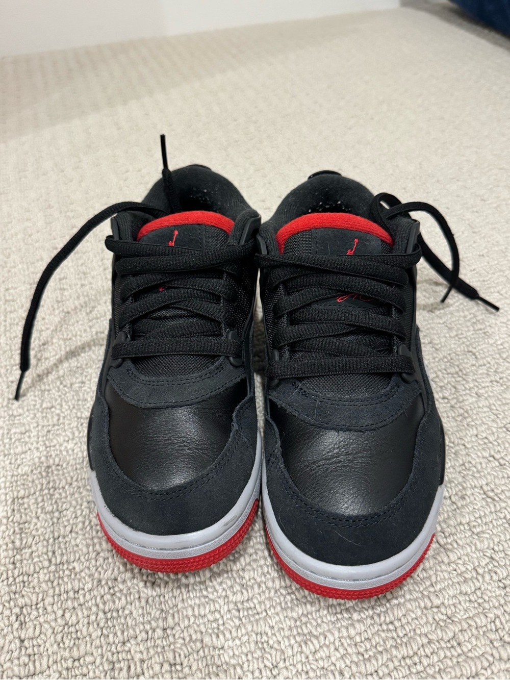 Jordan Kids Black and Red Low-Top Sneakers